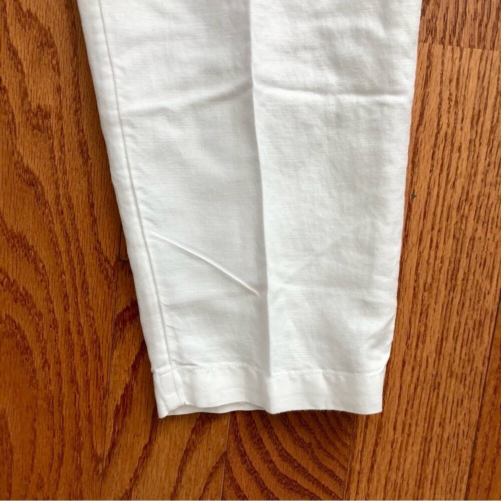 Loft Paper Bag Waist Cotton Linen Ankle Straight Leg White Pants Women’s Size S - Picture 7 of 12